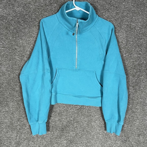 Lululemon Scuba Oversized Sweatshirt Womens M/L Blue 1/2 Zip Funnel Neck Cropped